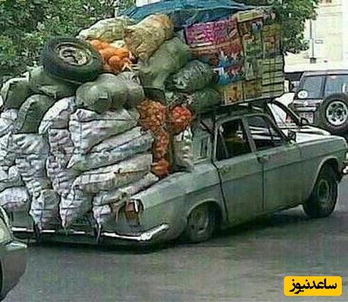 خلاقیت خنده دار سبزی فروش ایرانی برای حمل بار با پراید حماسه آفرید+عکس/ مغزشو باید تو موزه نگه داشت😂+عکس فردا